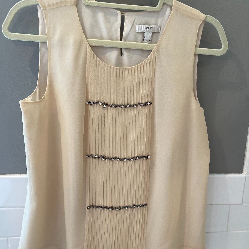 J. Crew Cream Silk Chiffon Pleated Top | 4